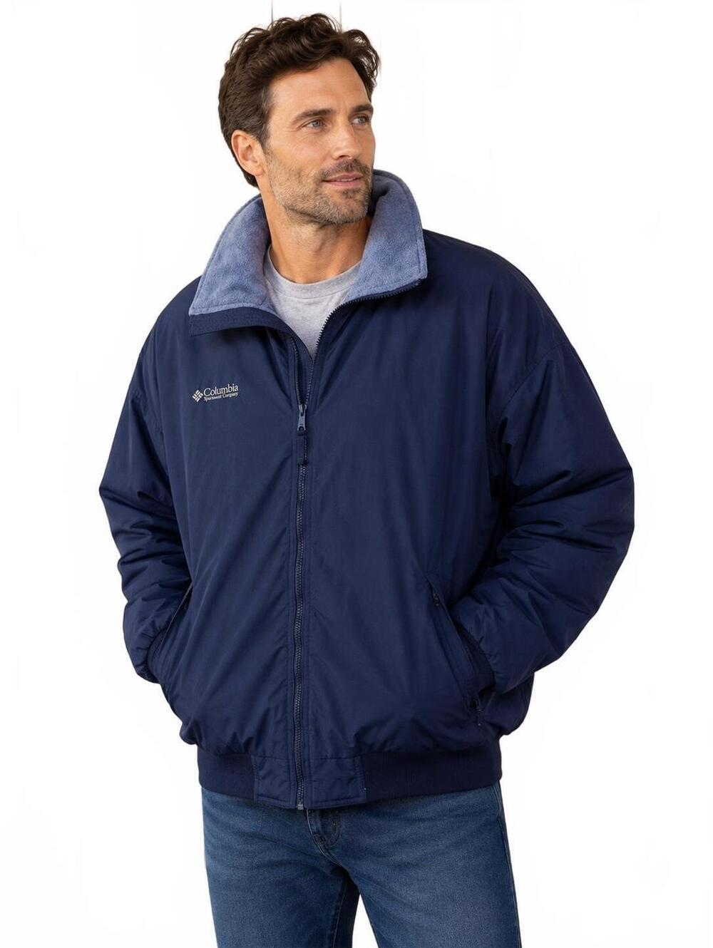 Columbia Men’s XXL Tall Vintage Navy Fleece Lined Insulated Bomber Jacket